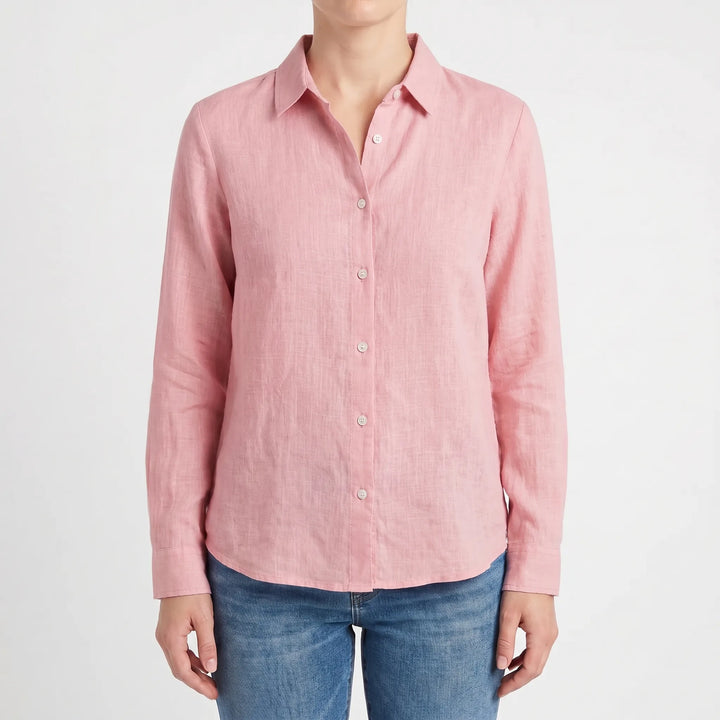 Ladies' lightweight summer top, a stylish button-down blouse for spring & casual wear.