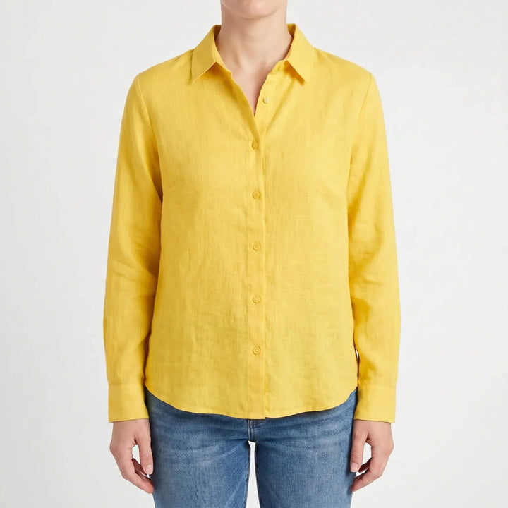 Comfortable women's casual shirt, a lightweight long-sleeve summer blouse with a relaxed fit.