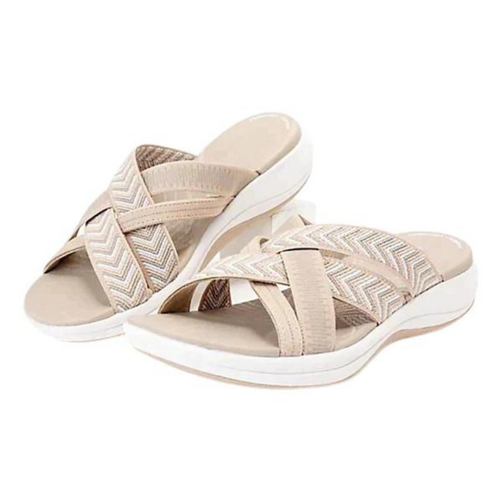Women's lightweight comfort slippers with shock-absorbing footbed & arch support, ideal for foot pain relief.