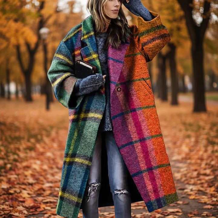 Women's lightweight cotton autumn jacket in classic style with functional pockets, front view.