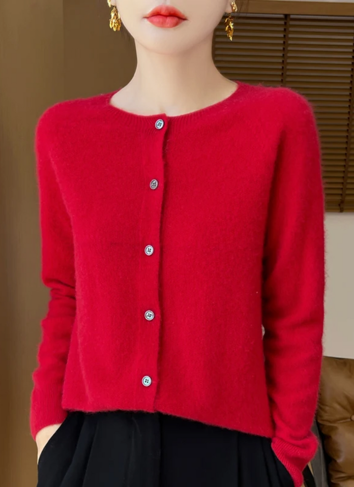 Elegant long sleeve button-down cardigan for women. Versatile, comfortable, and chic for fall or spring.