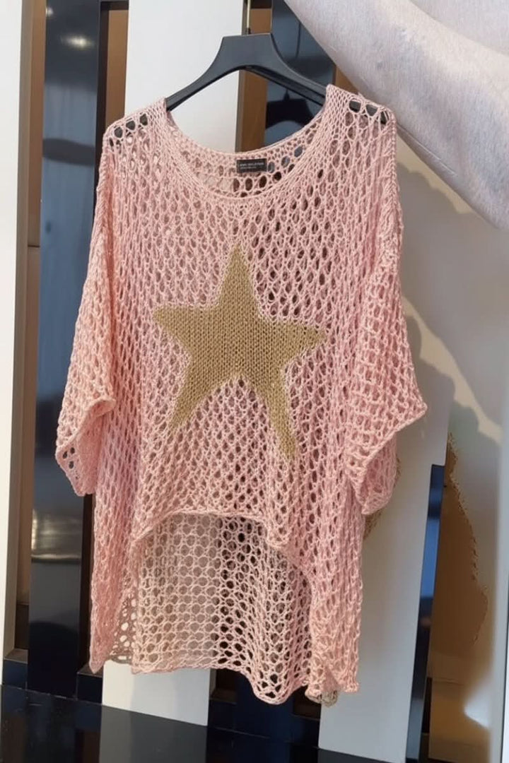 Stylish women's crocheted crop top. A trendy summer essential, perfect for beach days & vacation outfits.