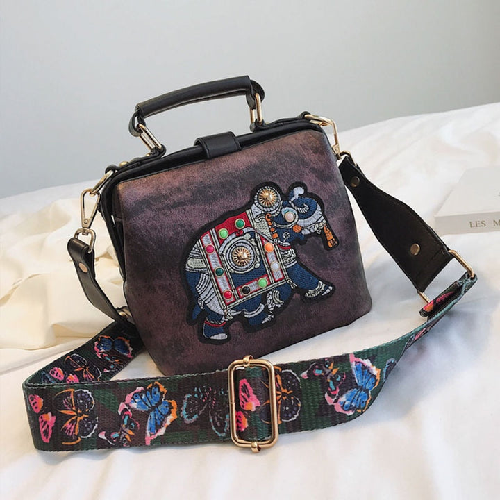 Artistic mandala embroidery on a lightweight women's shoulder bag. Bohemian style, multi-use.