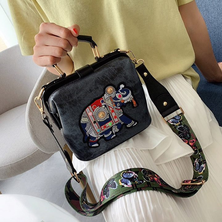 Bohemian style women's handbag: Lightweight embroidered mandala design on PU coated cotton.