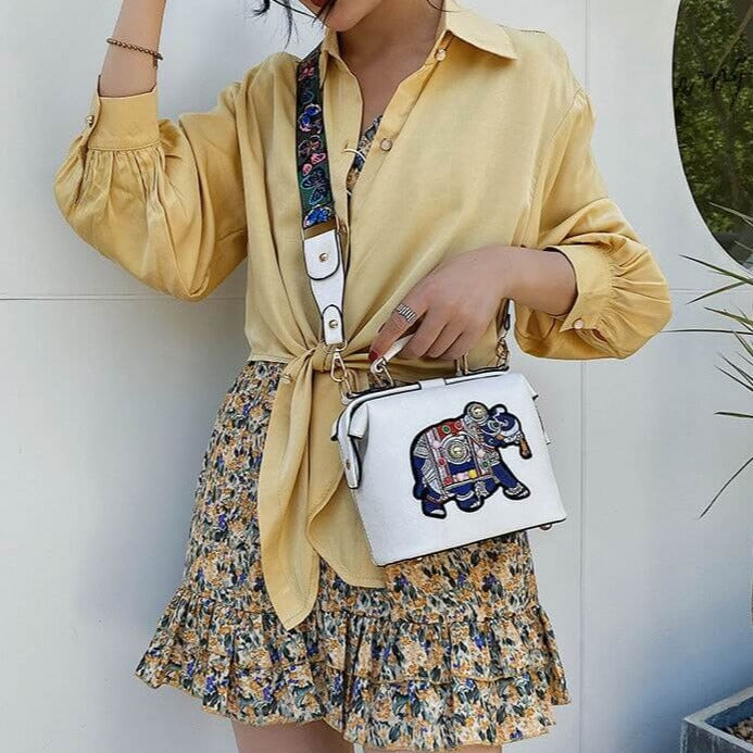 Crossbody bohemian bag with beautiful mandala embroidery. Lightweight PU coated cotton for women.