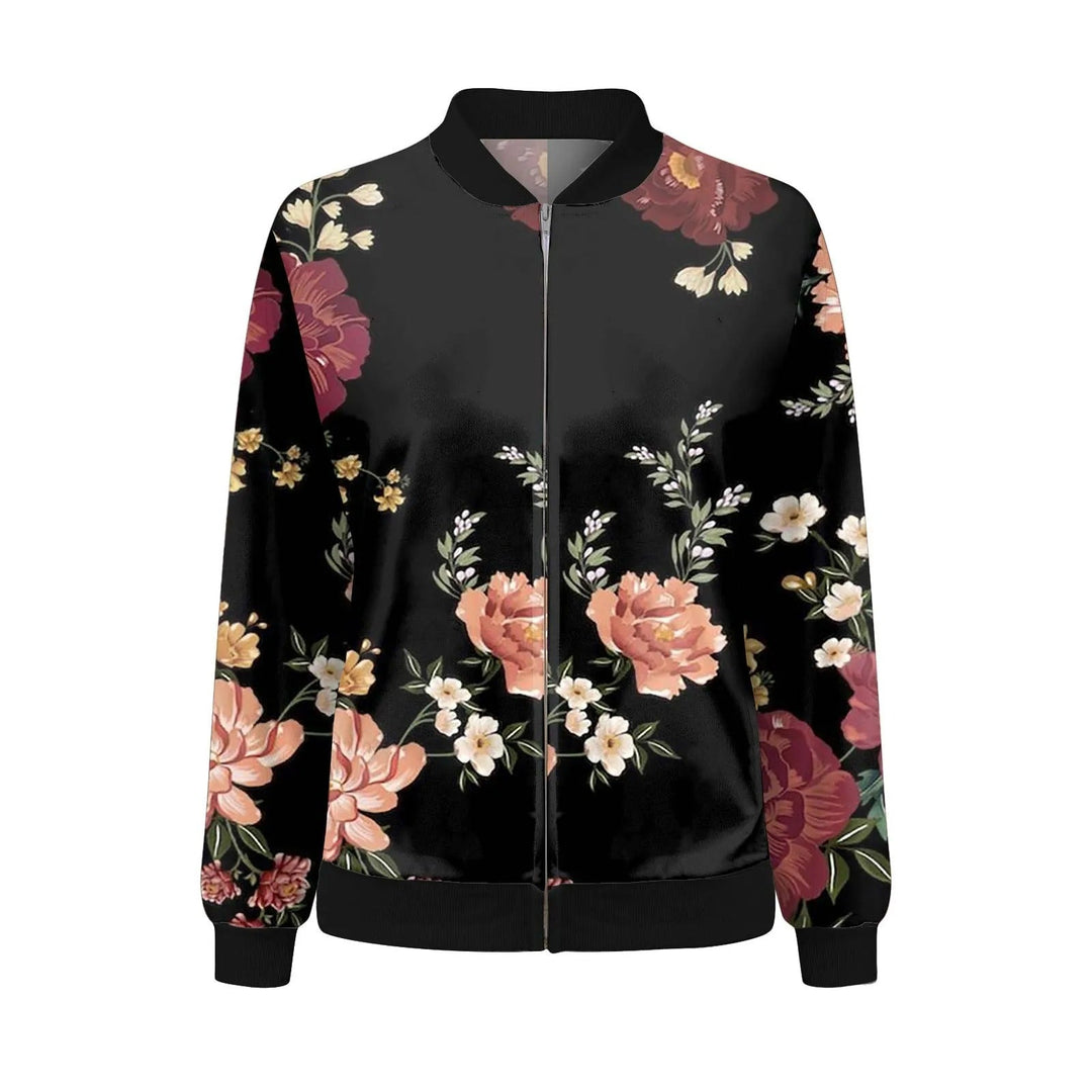 Elegant women's floral print lightweight summer jacket. A chic casual outerwear piece for warm weather and spring.