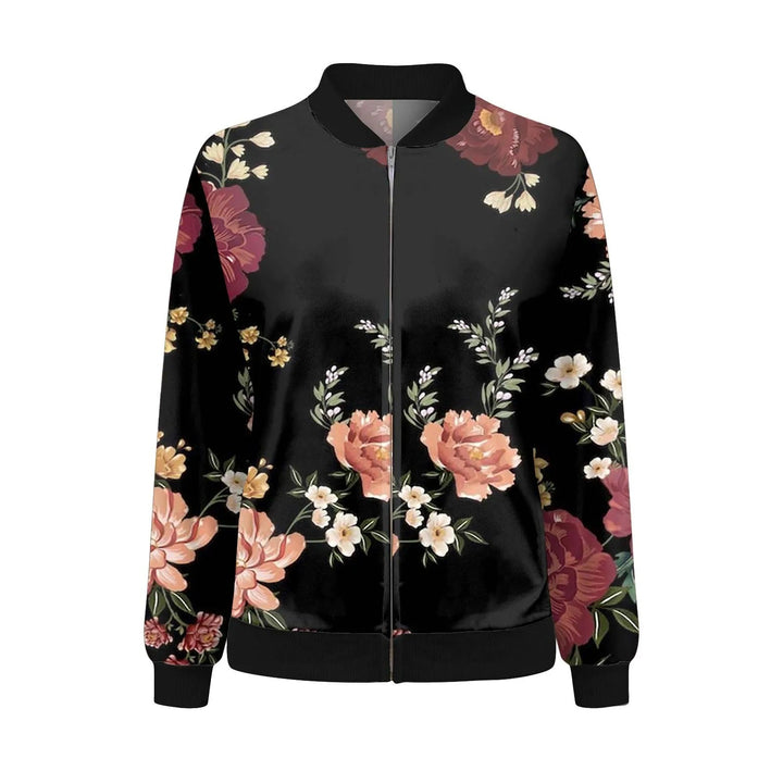 Elegant women's floral print lightweight summer jacket. A chic casual outerwear piece for warm weather and spring.