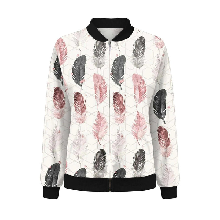 Trendy women's floral print zip jacket. Lightweight summer outerwear, ideal for stylish casual spring fashion.