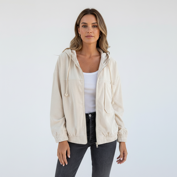 Regina women's lightweight hooded jacket in white, a clean and classic choice for casual wear