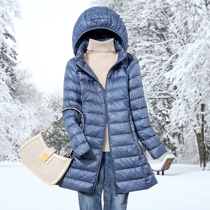 Stylish women's lightweight hooded puffer jacket, essential fall fashion & winter clothing.