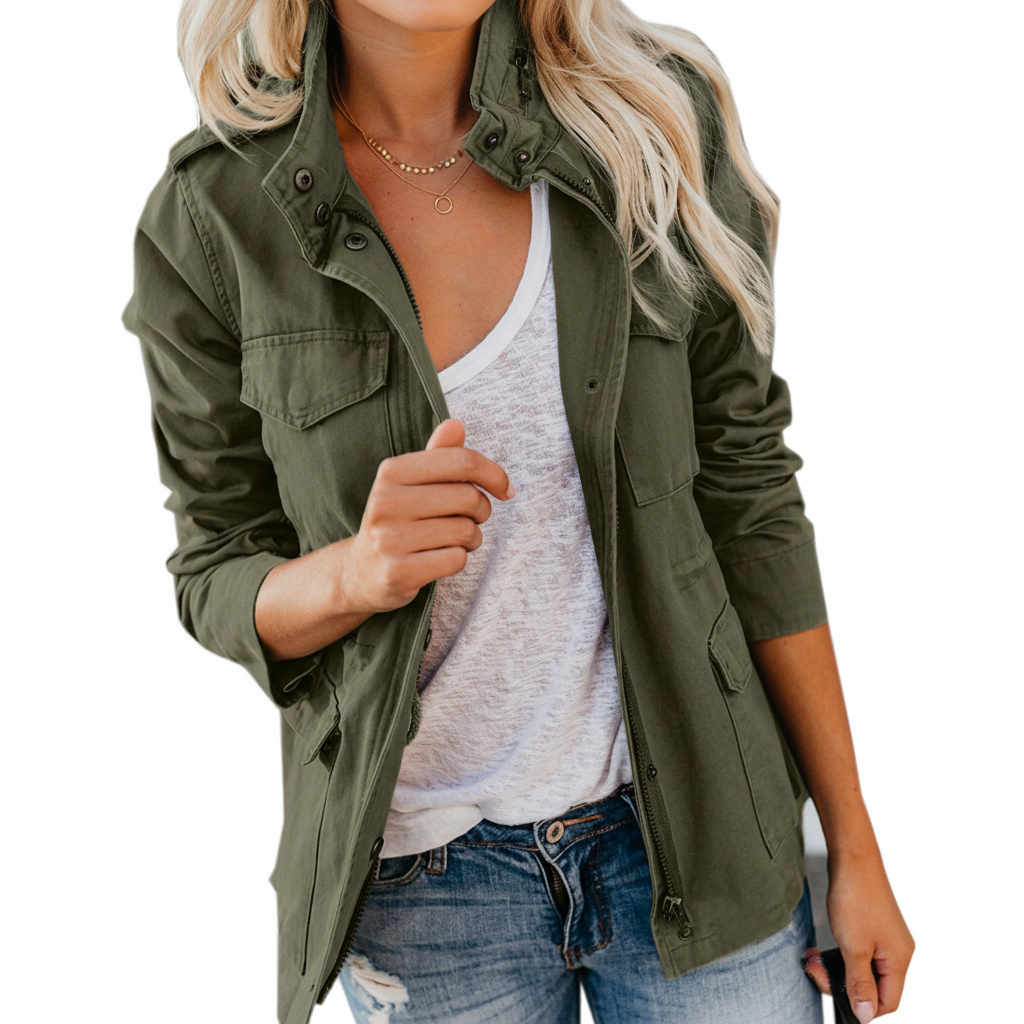 Stylish women's transitional jacket, Julia model, a lightweight polyester blend for versatile wear