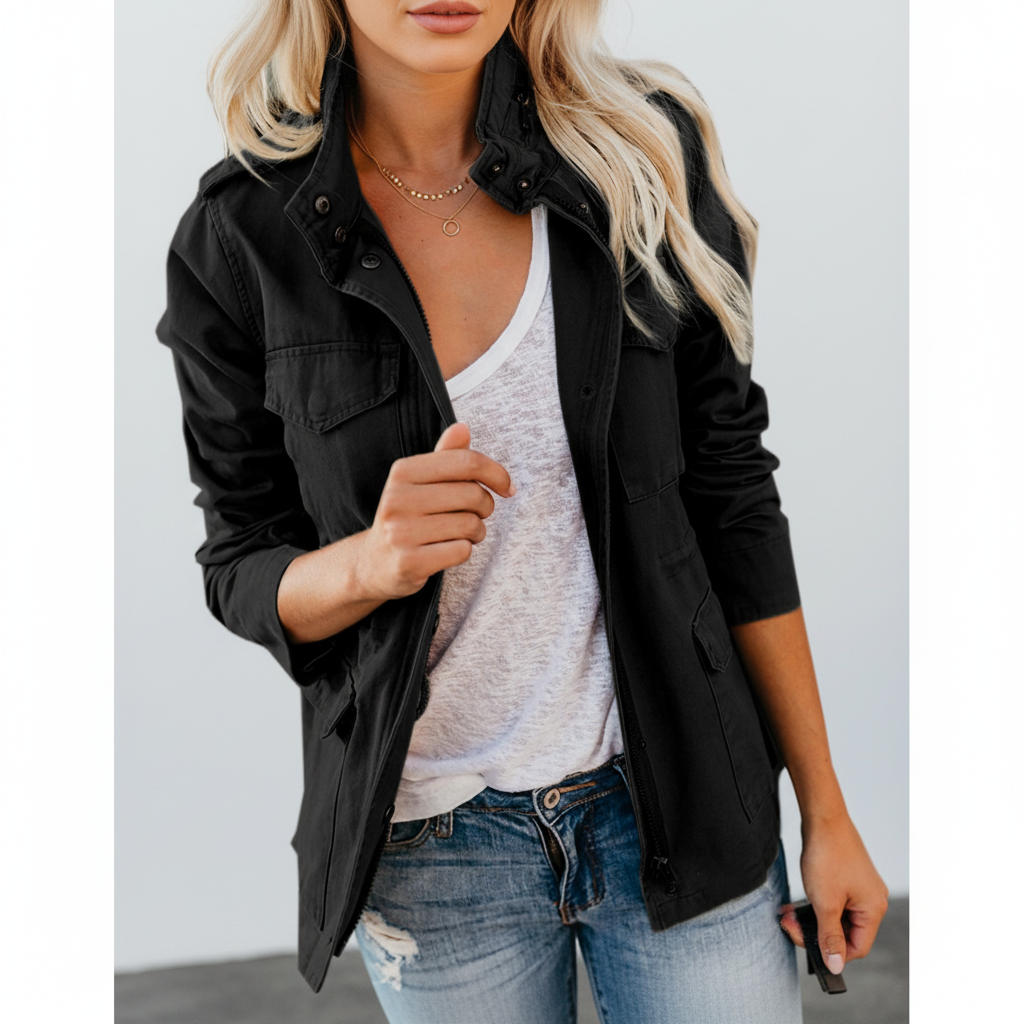 Women's Julia jacket, a versatile polyester blend lightweight outerwear with a convenient zip front