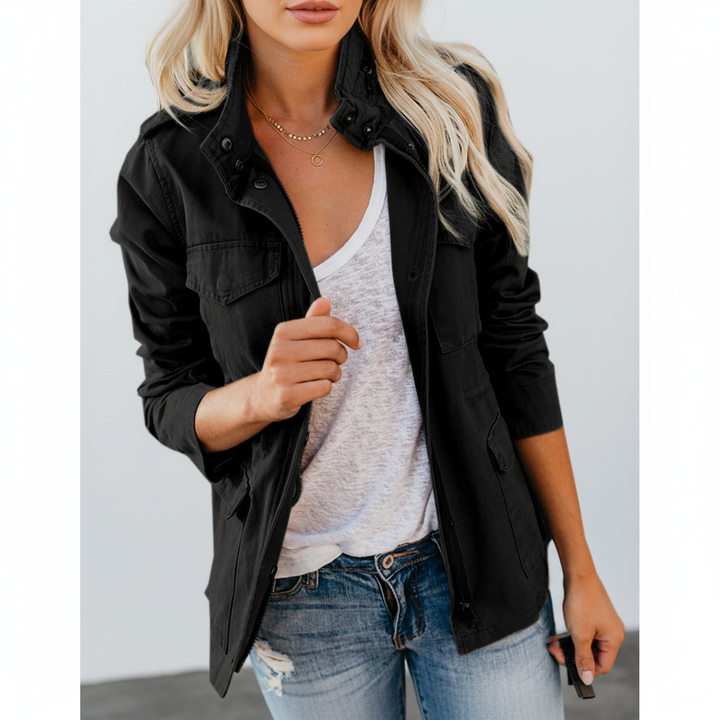 Women's Julia jacket, a versatile polyester blend lightweight outerwear with a convenient zip front