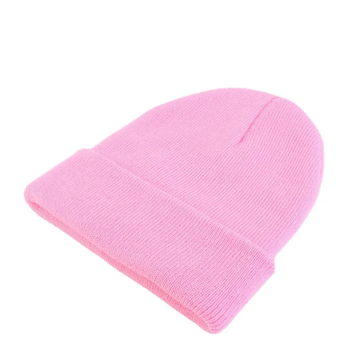 Solid color women's knit beanie, soft & stretch-fit for casual wear.