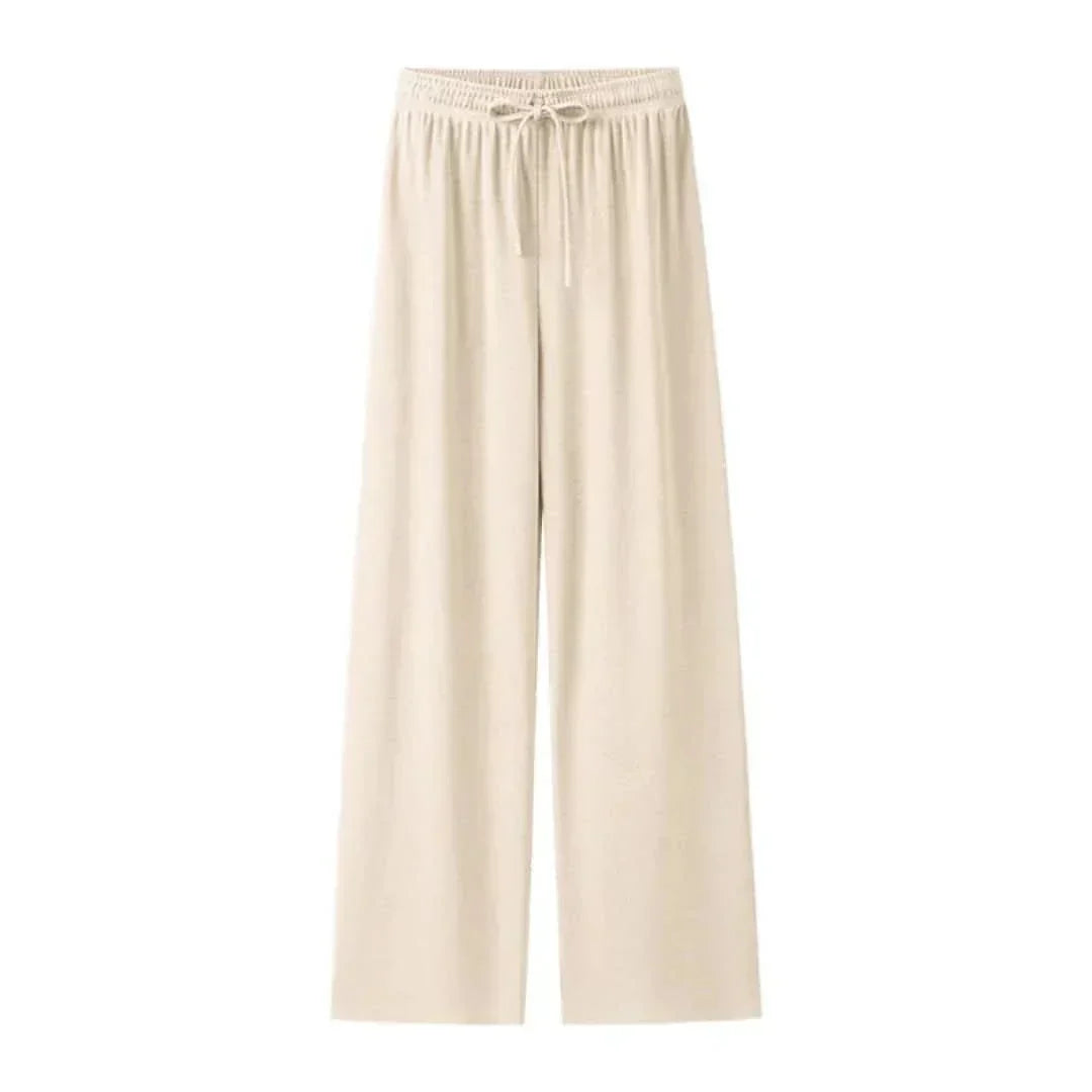 Mira women's lightweight trousers, elastic waistband, natural linen blend