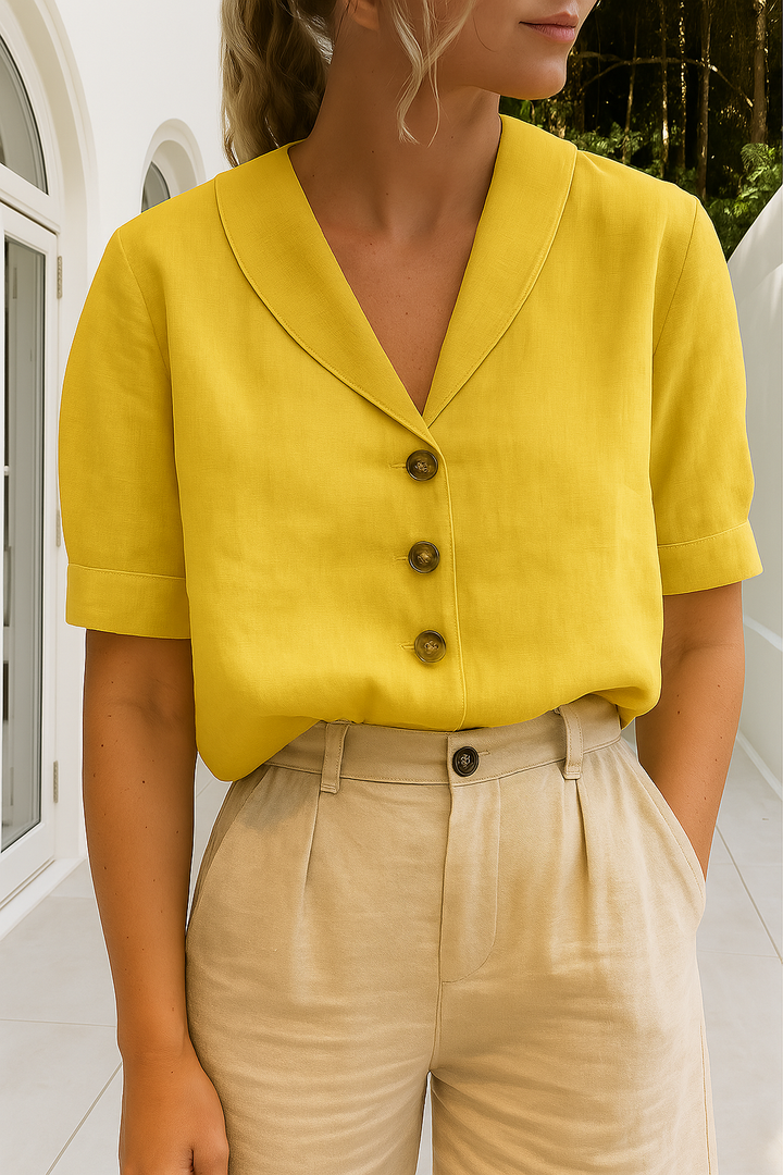 Plus size women's lightweight linen t-shirt, a comfy short sleeve summer fashion staple.
