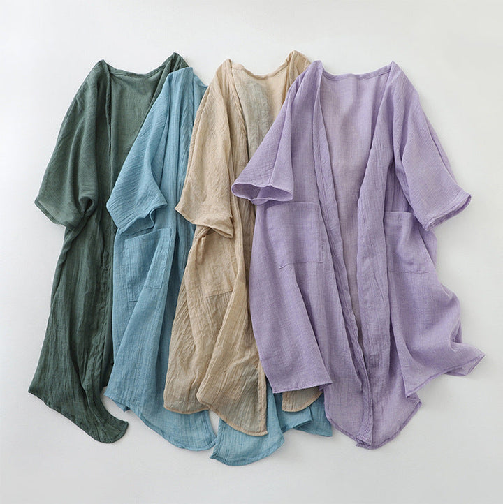 Everyday women's lightweight open front cardigan, essential for comfortable layering in summer.