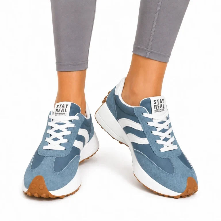 Breathable upper of women's everyday support trainers.