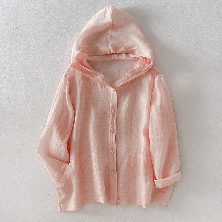 Women's lightweight relaxed fit summer hoodie, a versatile casual top for warm weather layering.