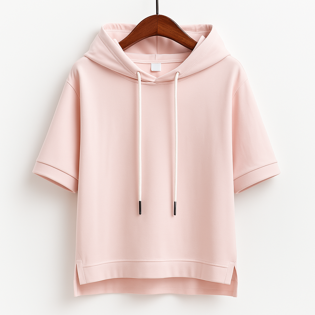 Women's lightweight short sleeve hoodie, perfect for casual comfort. Features a relaxed fit & soft fabric.