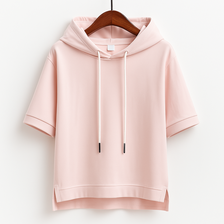 Women's lightweight short sleeve hoodie, perfect for casual comfort. Features a relaxed fit & soft fabric.