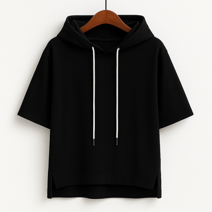 Relaxed fit women's lightweight short sleeve hoodie, made for ultimate casual comfort. Perfect summer top.