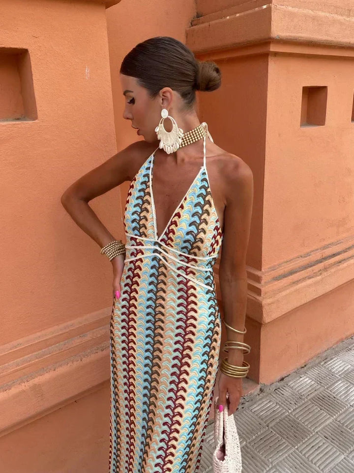 Effortless women's casual summer dress, a chic lightweight beach cover-up or vacation maxi dress in soft fabric.