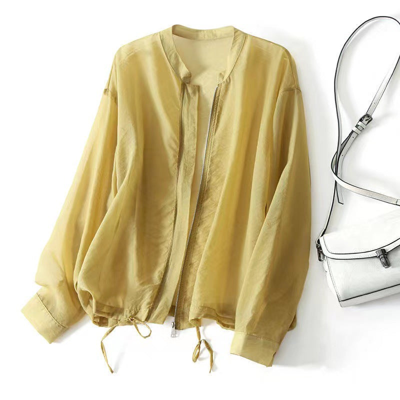 Women's lightweight summer jacket with drawstring hem. Perfect for spring & summer casual outerwear.