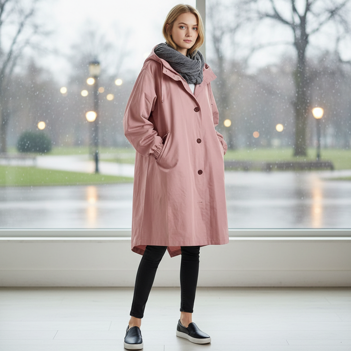 Women's lightweight water-repellent Ruth rain jacket for travel, oversized fit, fall fashion