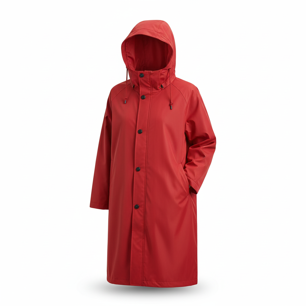 Model smiling while wearing the oversized lightweight rain jacket, perfect for spring jacket style