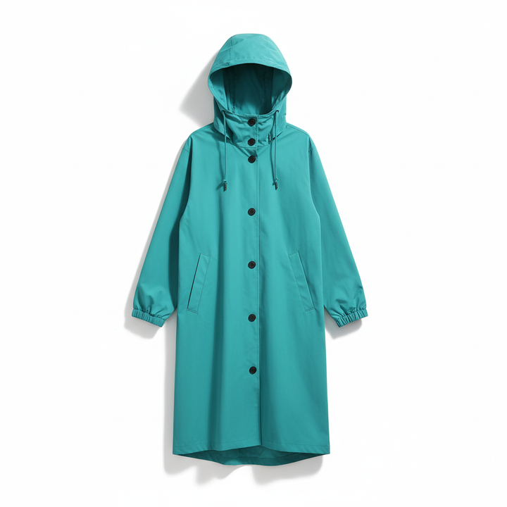 Women's rain jacket in an earthy hue, water-repellent and essential for outerwear and travel