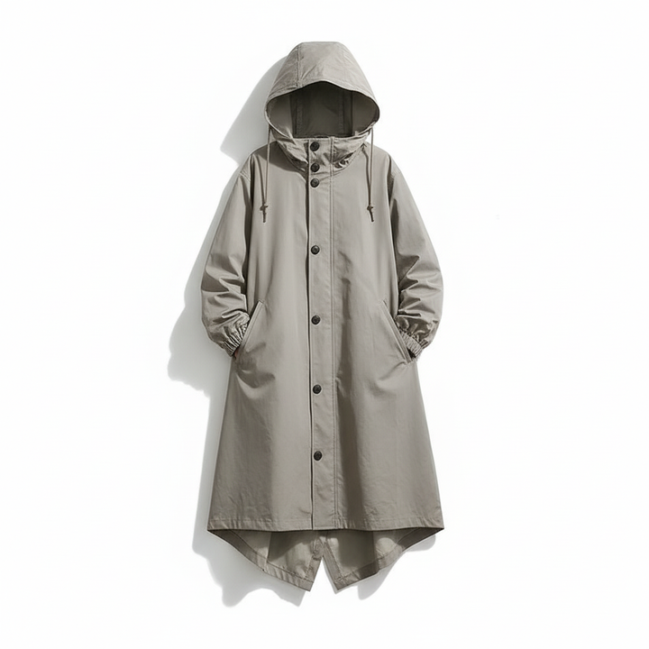 Folded lightweight rain jacket, showcasing its travel-friendly and compact design for women