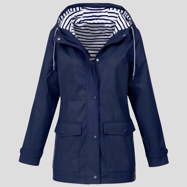 Stylish women's lightweight hooded windbreaker jacket, packable & comfortable, great for casual wear & travel gear.