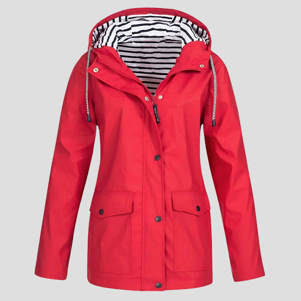 Women's lightweight hooded jacket, waterproof & wind-resistant, an essential spring/fall windbreaker for travel.