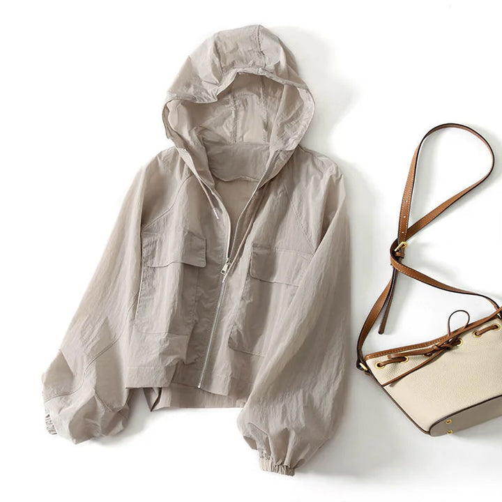 Women's lightweight zip-up hoodie in soft fabric, perfect for versatile comfort, casual wear & layering.
