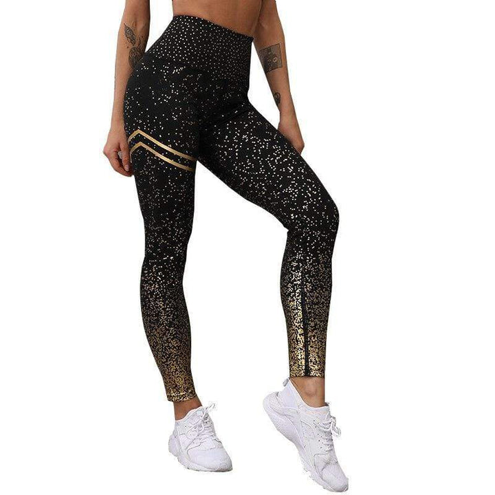 Women's lila high-waist sports leggings for yoga and gym. Supportive athletic workout pants.
