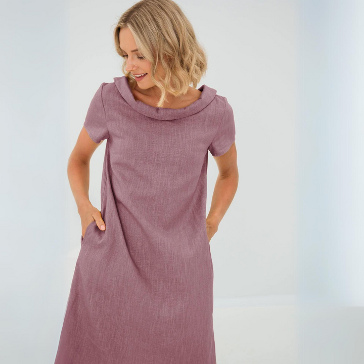 Stylish and breathable LinaLuft women's summer dress with pockets, linen-cotton blend fashion