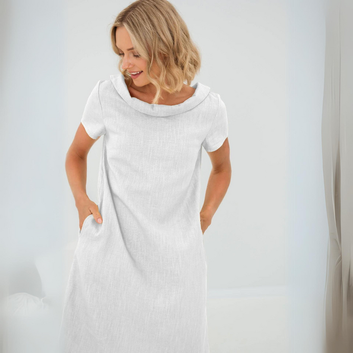 Women's summer dress, LinaLuft, made from linen-cotton blend, perfect for relaxed summer days