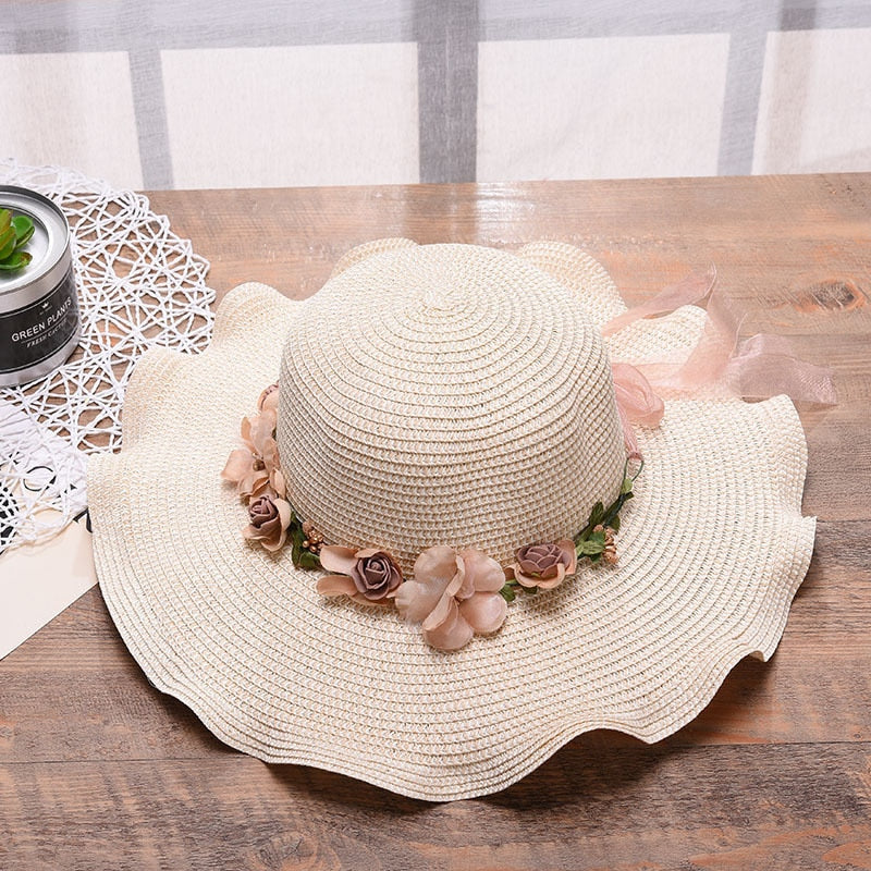 Front view of the Liora floral pattern summer hat for women, a perfect blend of style and sun protection