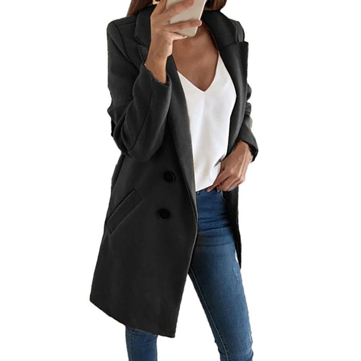 Longline women's blazer coat, a chic and elegant piece for stylish outerwear fashion.
