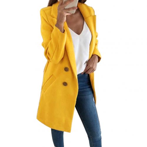 Women's elegant long blazer coat, versatile chic outerwear for stylish women.