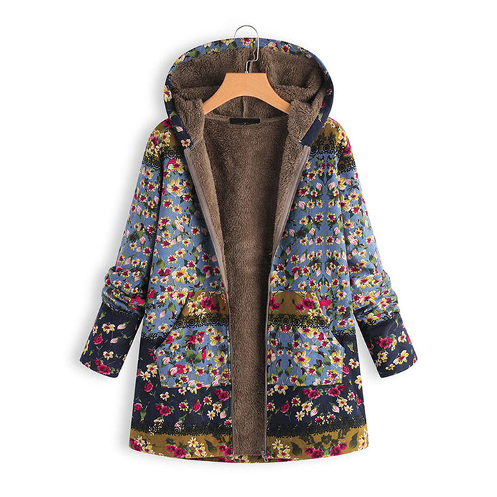 Women's long hooded teddy coat in soft, cozy fabric, perfect for stylish winter outerwear.