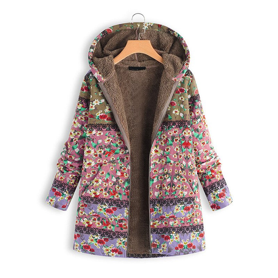 Stylish ladies' long fleece teddy coat with hood, warm and comfortable winter fashion.