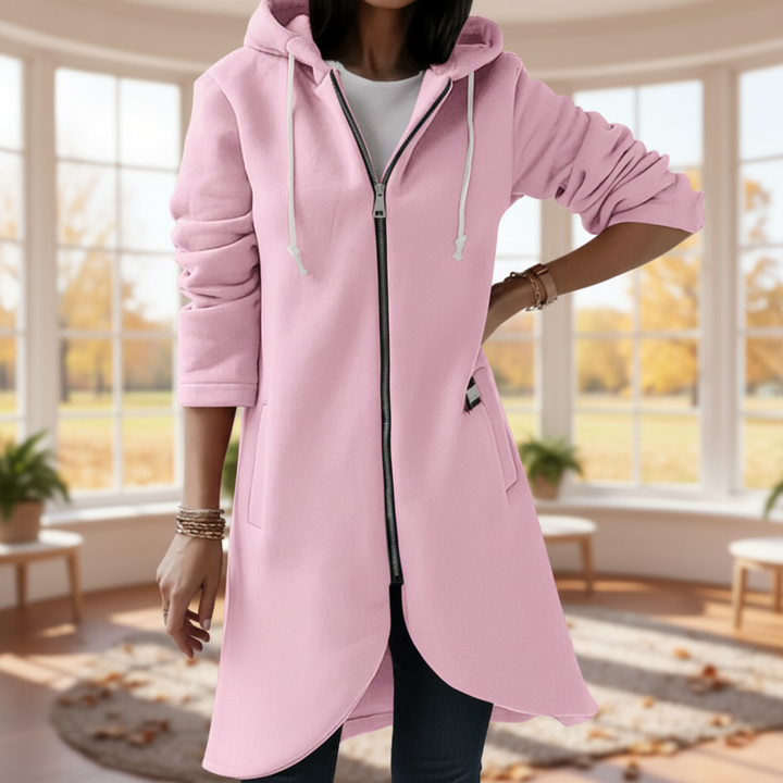 Women's long hooded vest in cotton blend, perfect for casual layering and autumn fashion