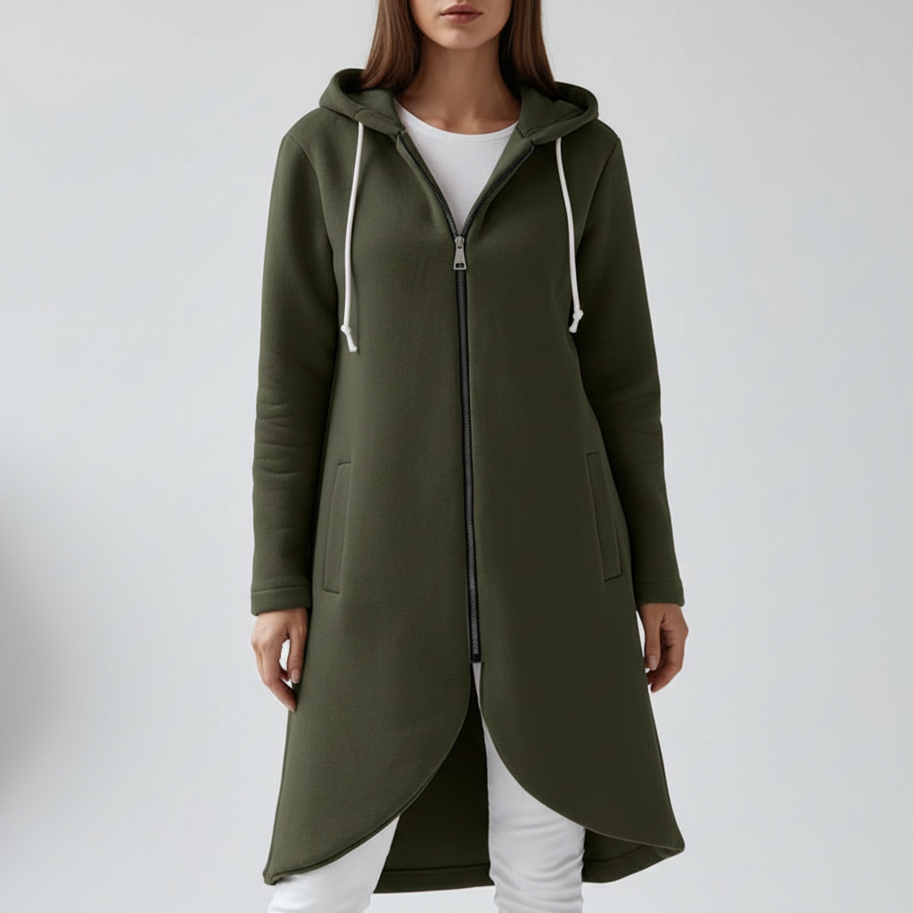 Stylish women's hooded long vest, a versatile outerwear piece for autumn and transitional seasons