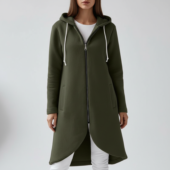Stylish women's hooded long vest, a versatile outerwear piece for autumn and transitional seasons