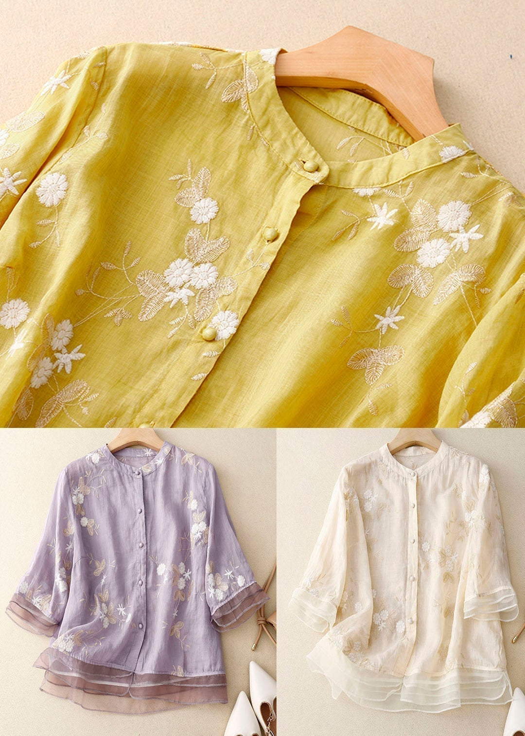 Stylish women's floral top with long sleeves, perfect versatile blouse for any season.