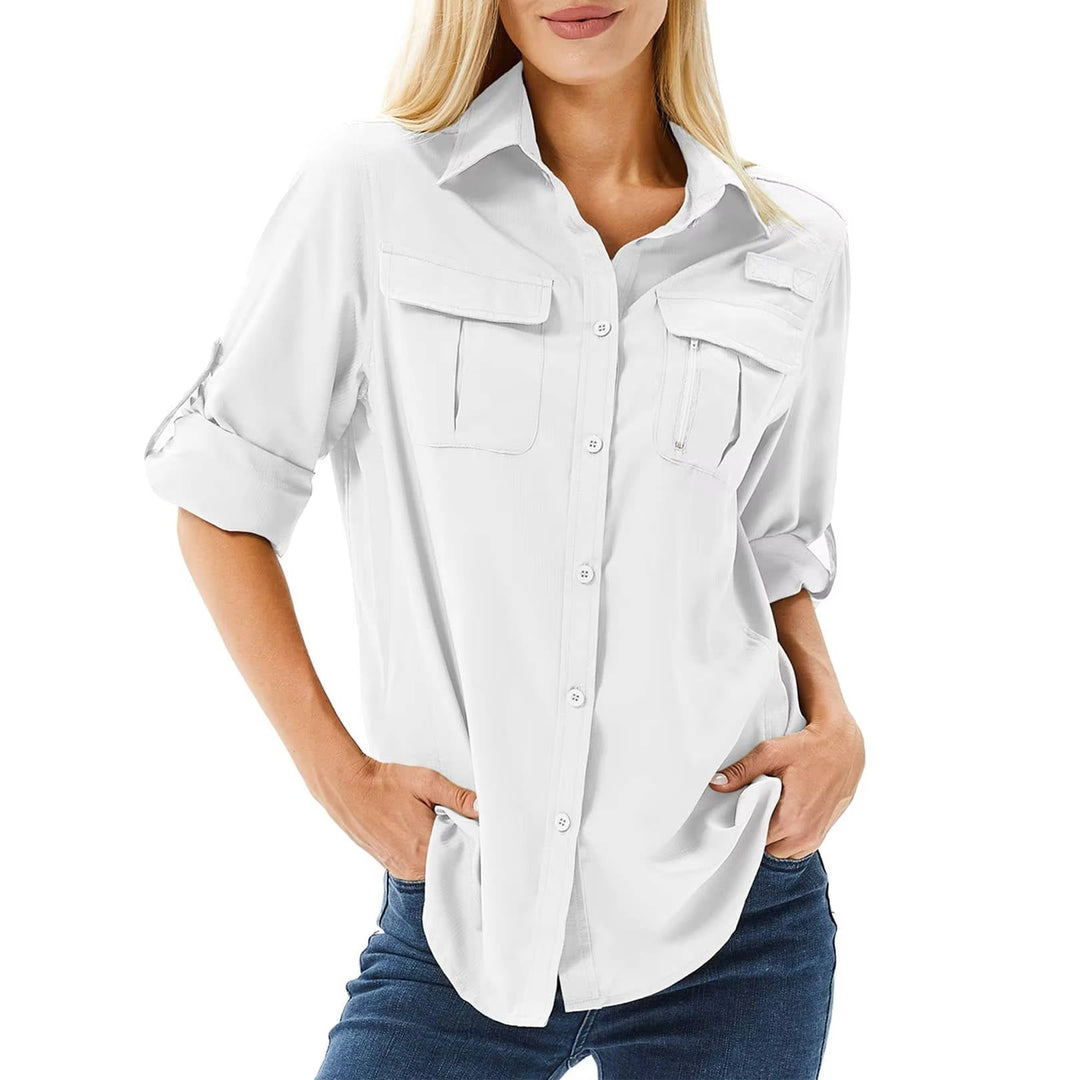 Versatile women's long sleeve safari shirt with built-in UV protection for all outdoor activities.