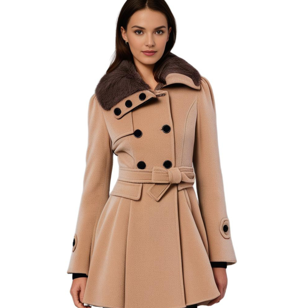 Long tailored women's coat with elegant collar, perfect for versatile fall winter fashion.