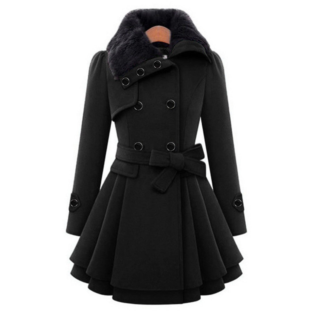 Stylish women's elegant long tailored coat, a versatile essential for fall winter fashion.